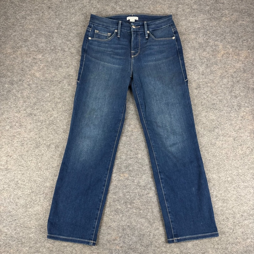 Good American Good Petite Straight Jeans 26" Blue Womens 2 26